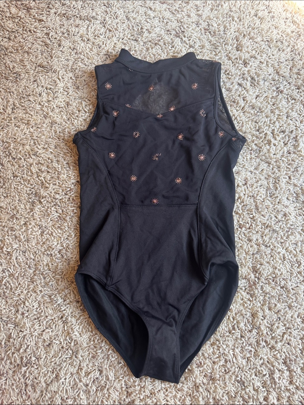 Bloch Black Kids One-Piece Leotard with Rose Gold Accents